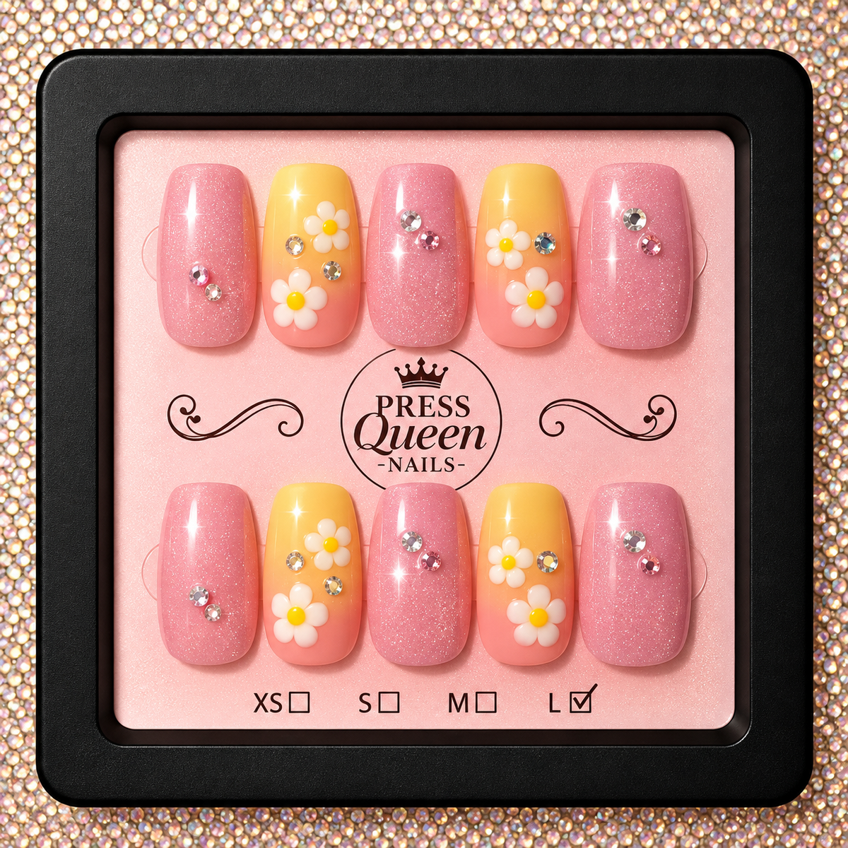 Sunshine & Daisies | Pink & Yellow Floral Press-On Nails