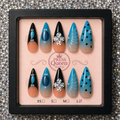 Blue Belle | Blue, Black & Nude Stiletto Press-On Nails