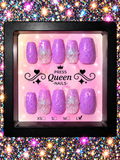 Purple Stardust | Glitter Butterfly Press-On Nails