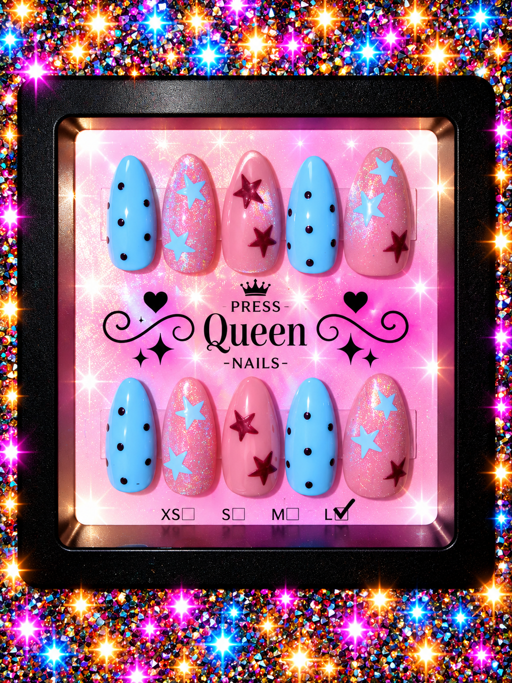 Starstruck Sweetheart | Pink & Blue Star Press-On Nails