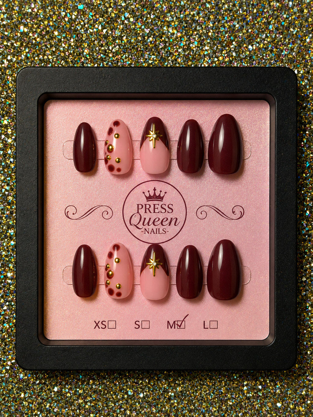 Royal Merlot | Burgundy & Blush Press-On Nails
