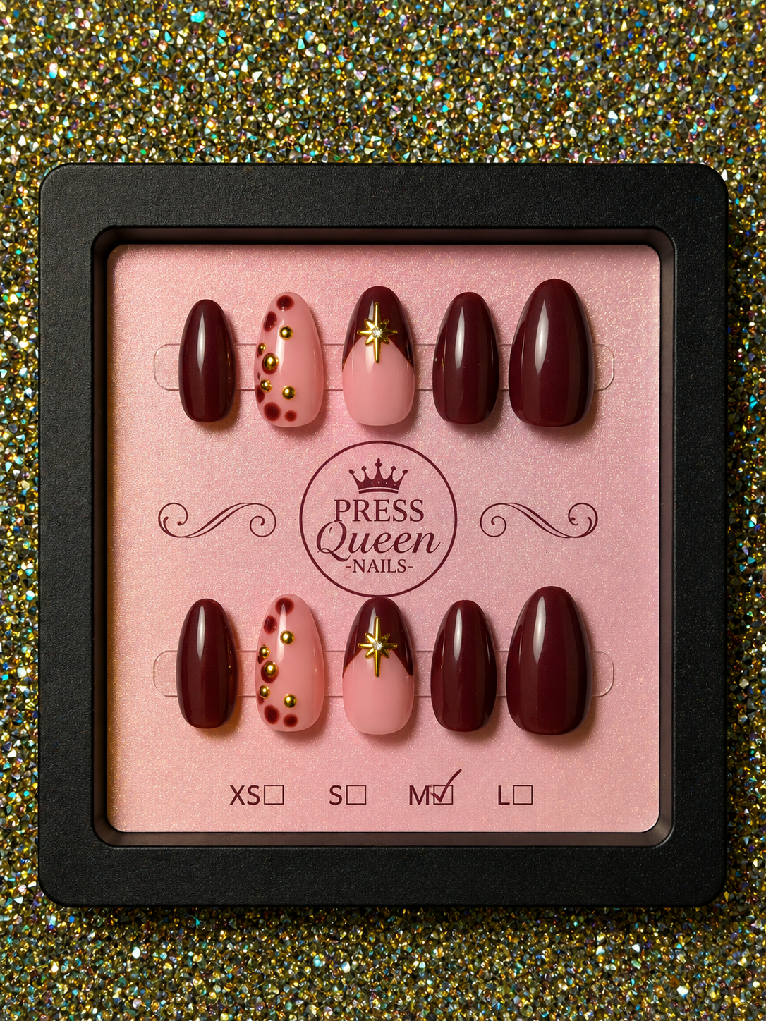 Royal Merlot | Burgundy & Blush Press-On Nails