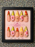 Tropical Treasure | Floral & Seashell Stiletto Press-On Nails