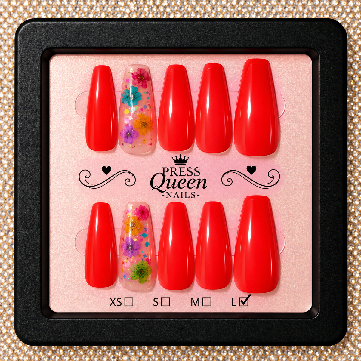 Scarlet Bloom | Red Floral Press-On Nails
