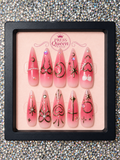 Pink Celestial | Gold Charm & Pearl Press-On Nails