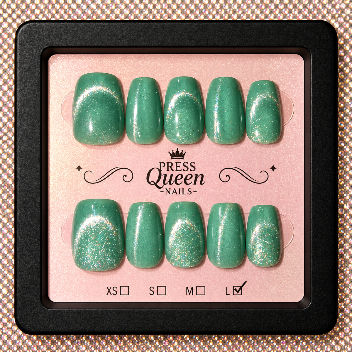 Emerald Glow | Shimmer Green Press-On Nails