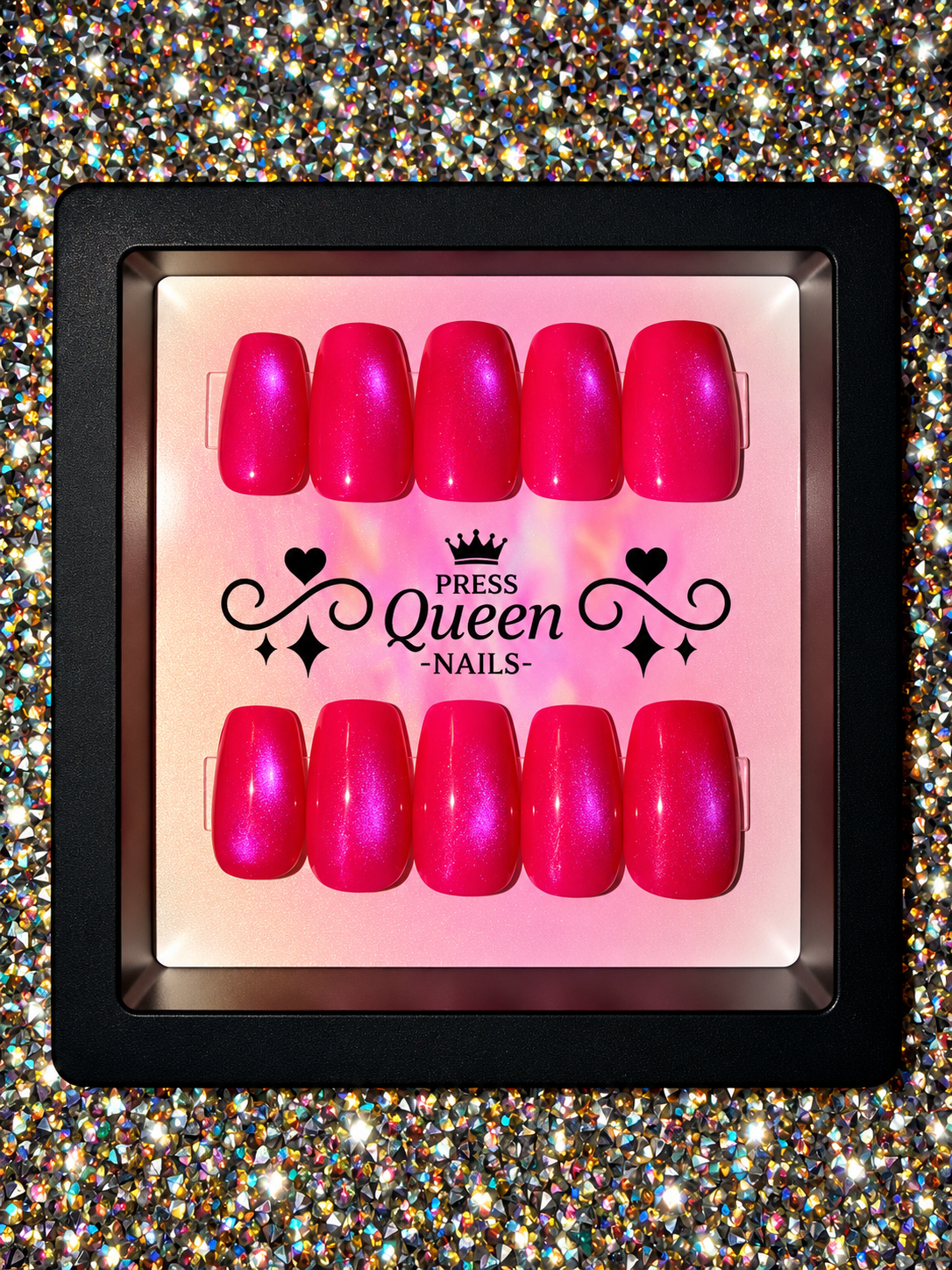 Pink Voltage | Hot Pink Shimmer Short Press-On Nails