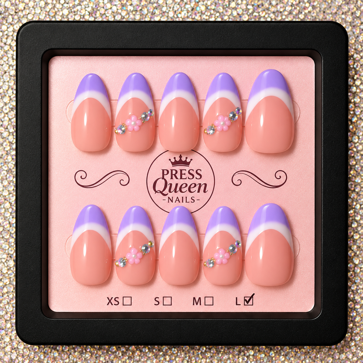 Lavender Blush | Double French Rhinestone Press-On Nails
