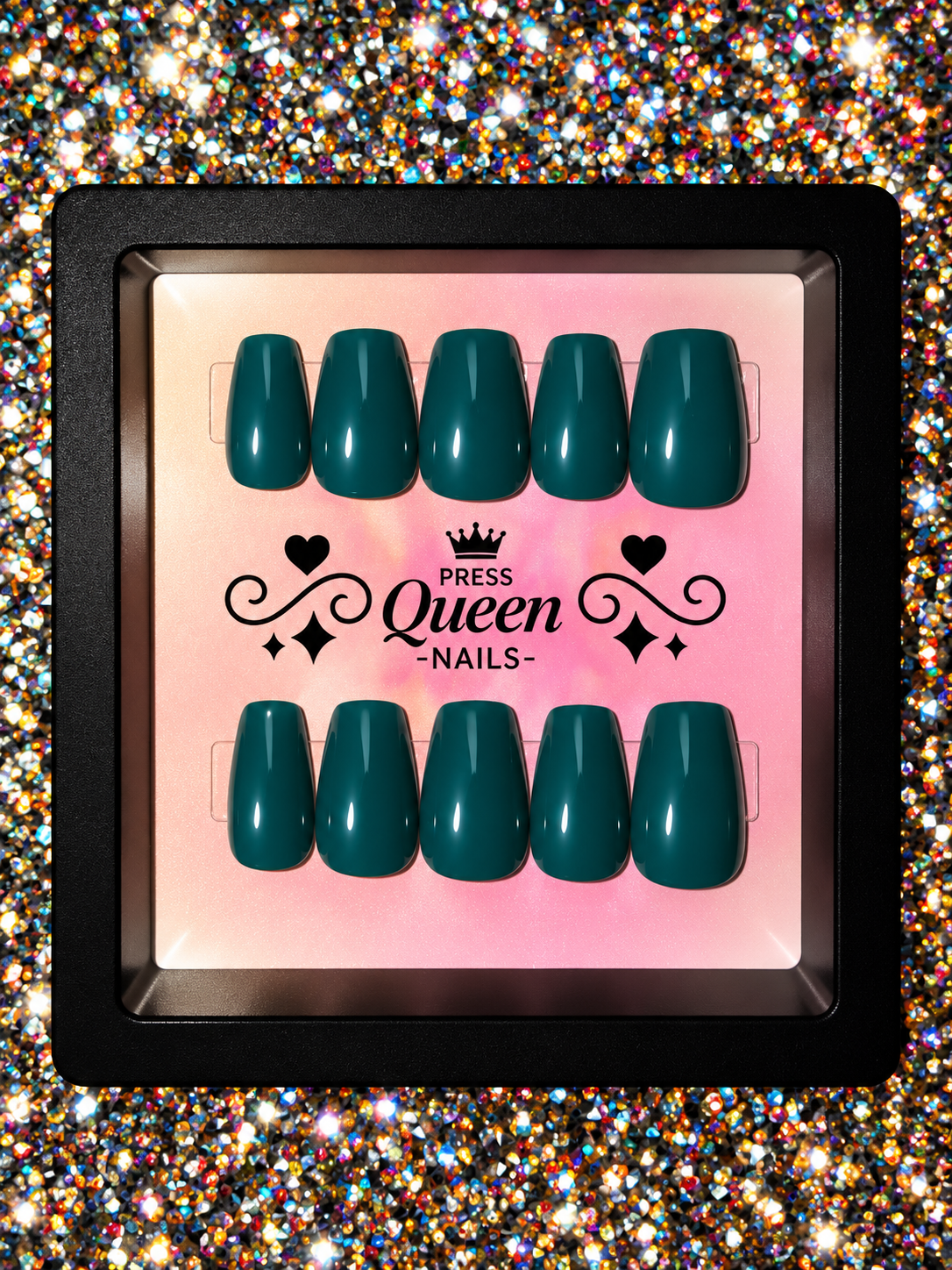 Emerald Queen | Deep Teal Gloss Press-On Nails