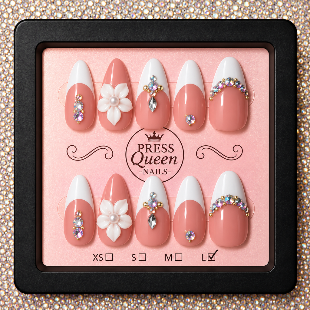 Crowned in Crystal | Jeweled French Press-On Nails