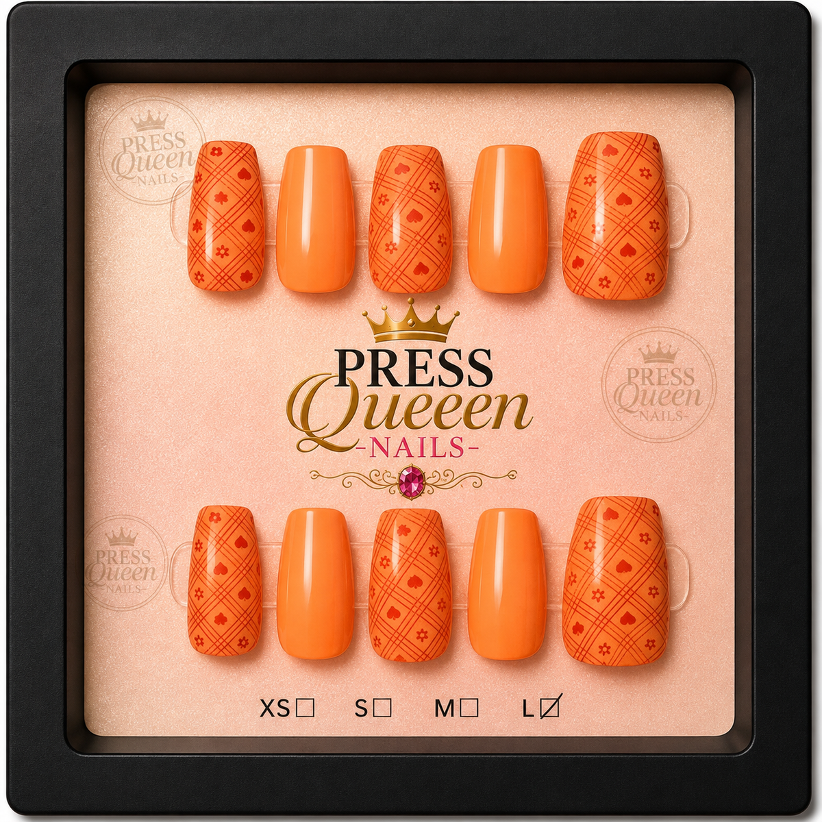 Orange Crush | Bright Orange Patterned Press-On Nails