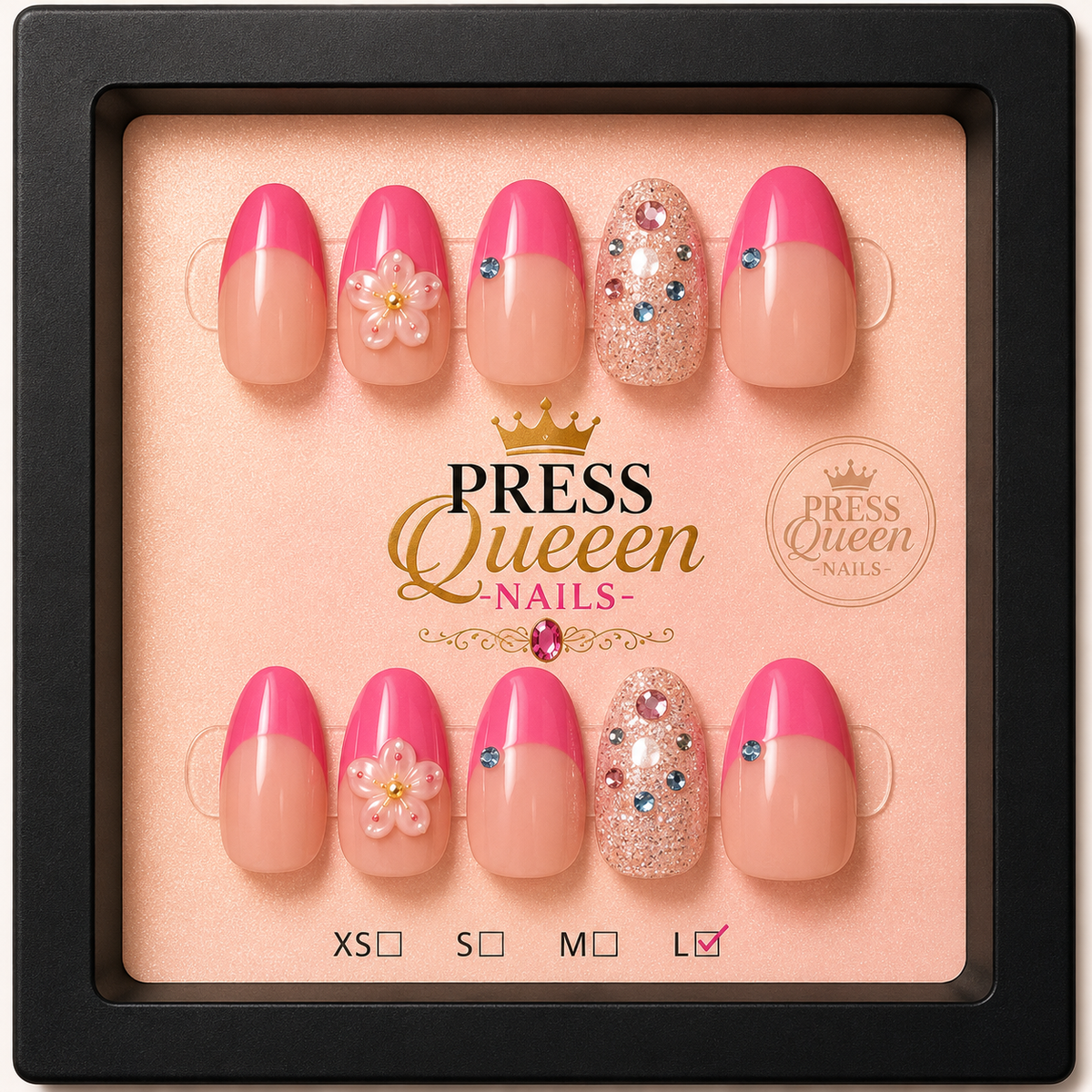 Pink Petal Glam | Hot Pink French Tip Press-On Nail