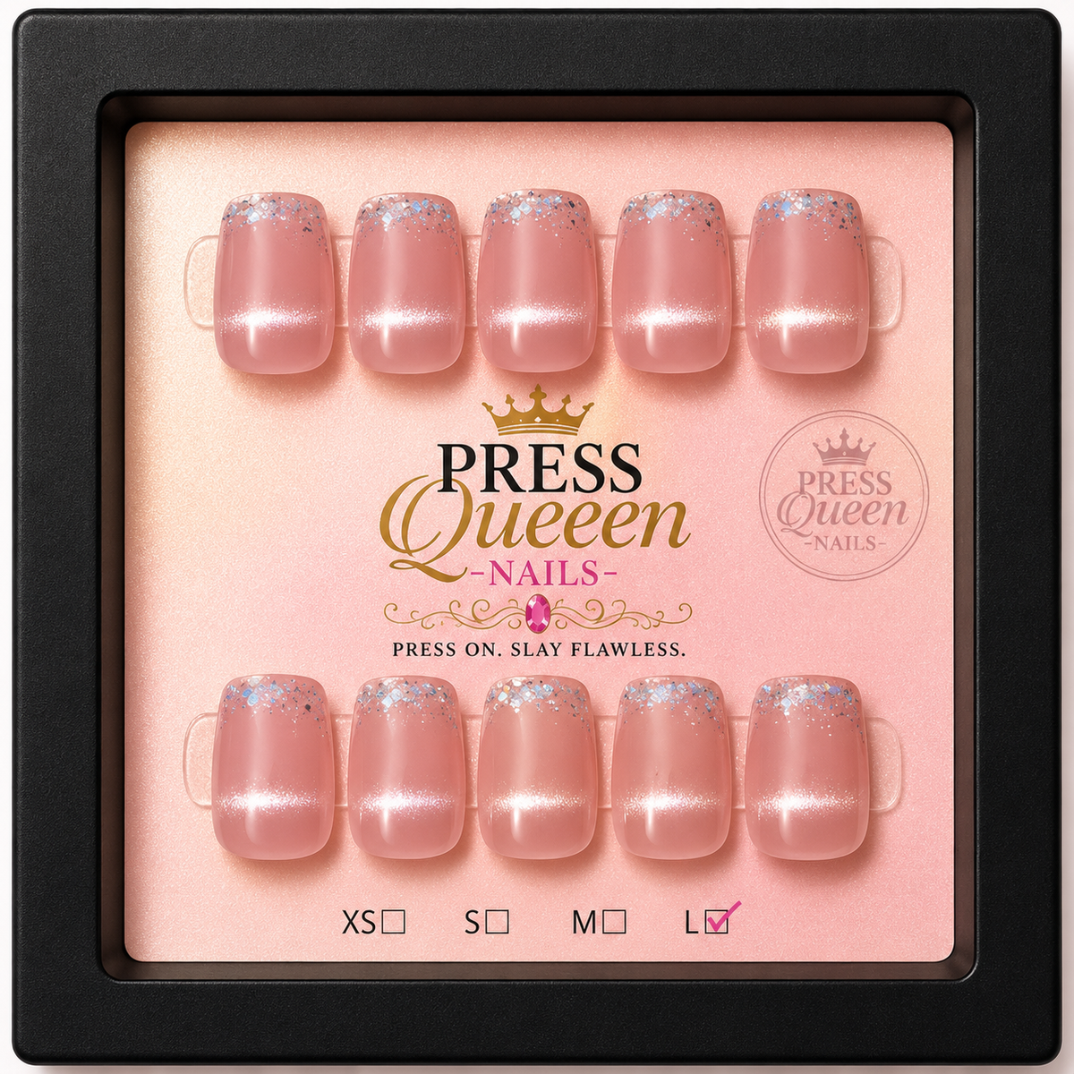 Blush Stardust | Soft Pink Glitter Press-On Nails