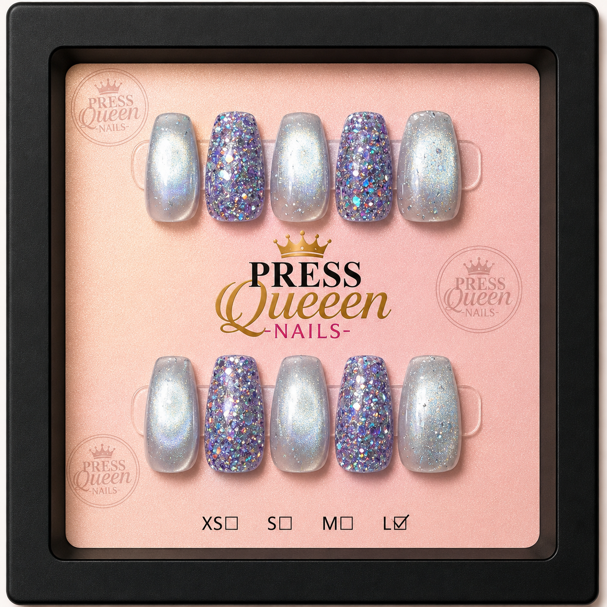 Diamond Dust | Silver & Purple Glitter Press-On Nails