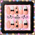 Pretty & Polished | Blush Pink, Black Bow & Polka Dot Press-On Nails