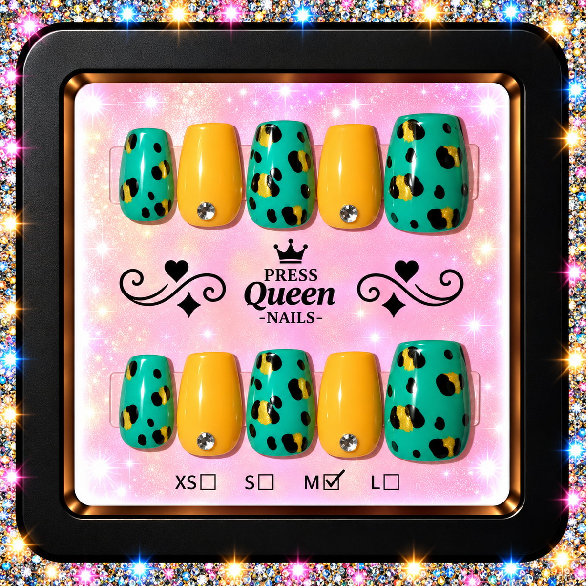 Emerald Wild | Green, Gold & Black Leopard Press-On Nails