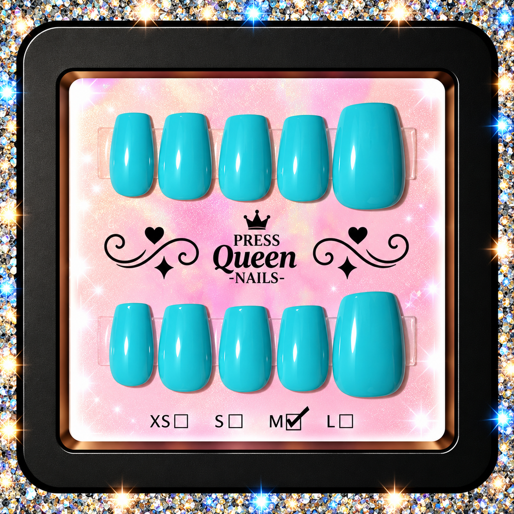 Turquoise Glow | Glossy Aqua Blue Press-On Nails