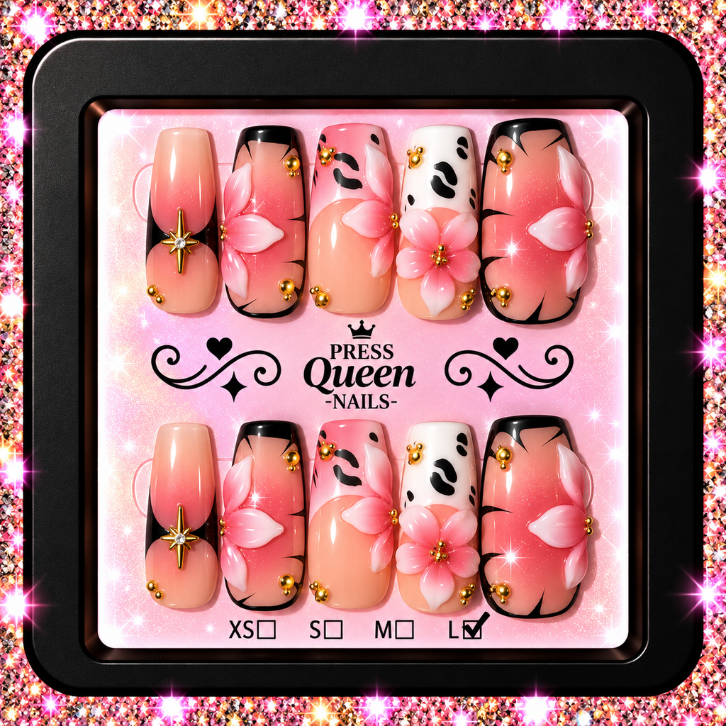 Blushing Blossom | Pink Floral 3D Press-On Nails