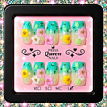 Tropical Bloom | Aqua Floral 3D Press-On Nails