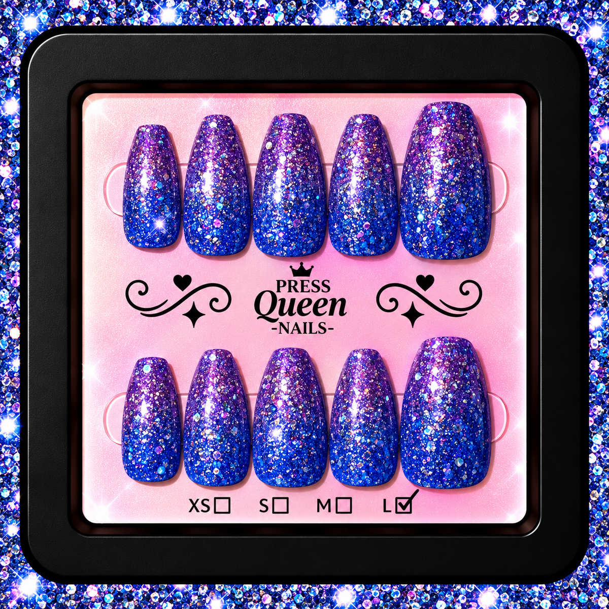 Royal Galaxy | Blue & Purple Glitter Press-On Nails
