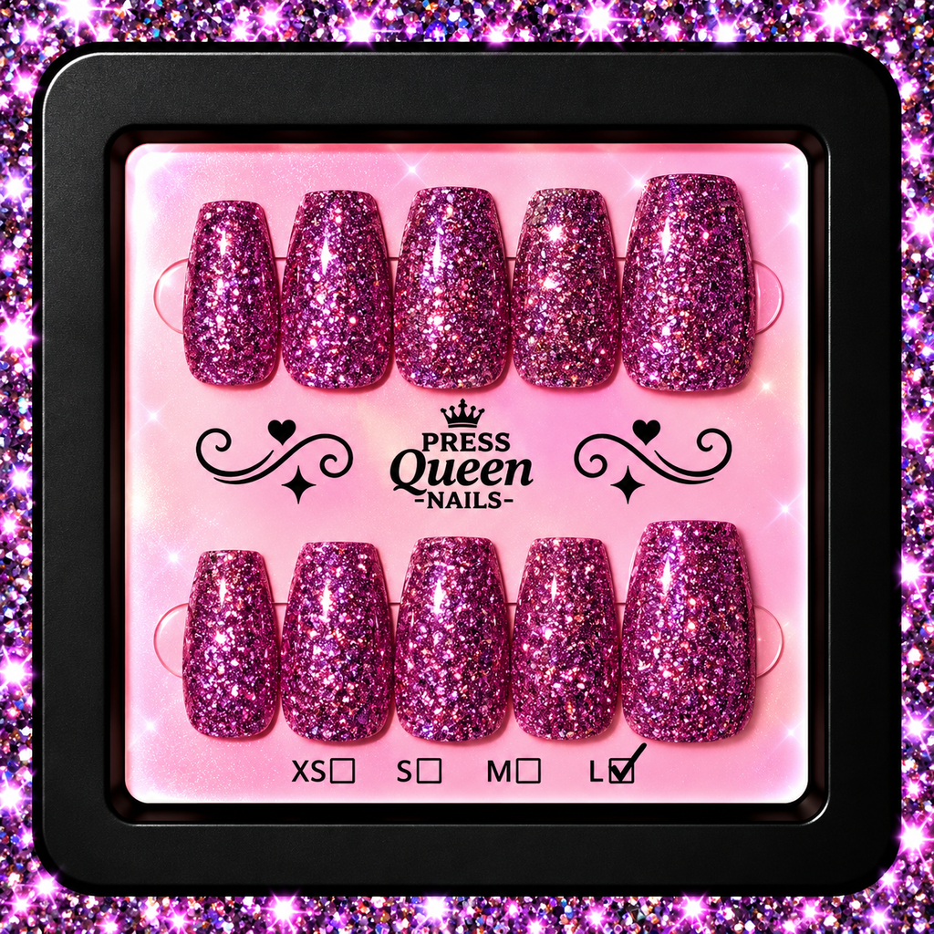 Berry Bling | Fuchsia Glitter Press-On Nails