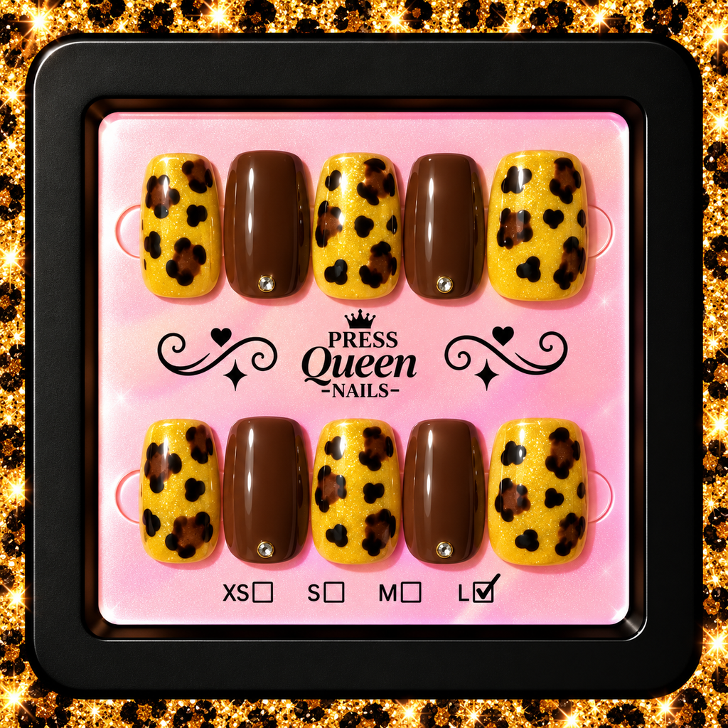Golden Cheetah | Brown & Gold Animal Print Press-On Nails