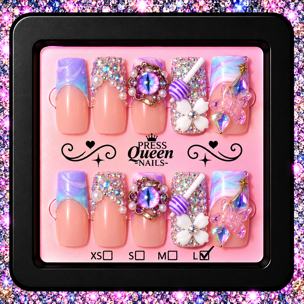 Enchanted Glam | Crystal Butterfly 3D Press-On Nails