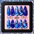Royal Blue Enchantment | 3D Crystal & Floral Press-On Nails