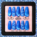 Blue Rose Royalty | Royal Blue Floral Glitter Press-On Nails