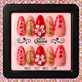 Golden Rose | Red, Blush & Gold 3D Press-On Nails